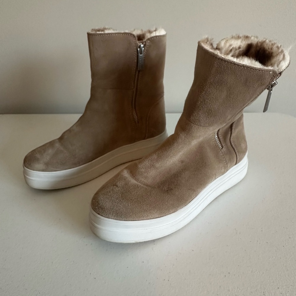 Women’s 8.5 J/Slides Tan/Gray Tristan‎ Boot with Faux Fur